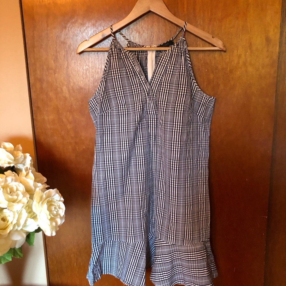 J. Crew Blue and White Halter Sundress